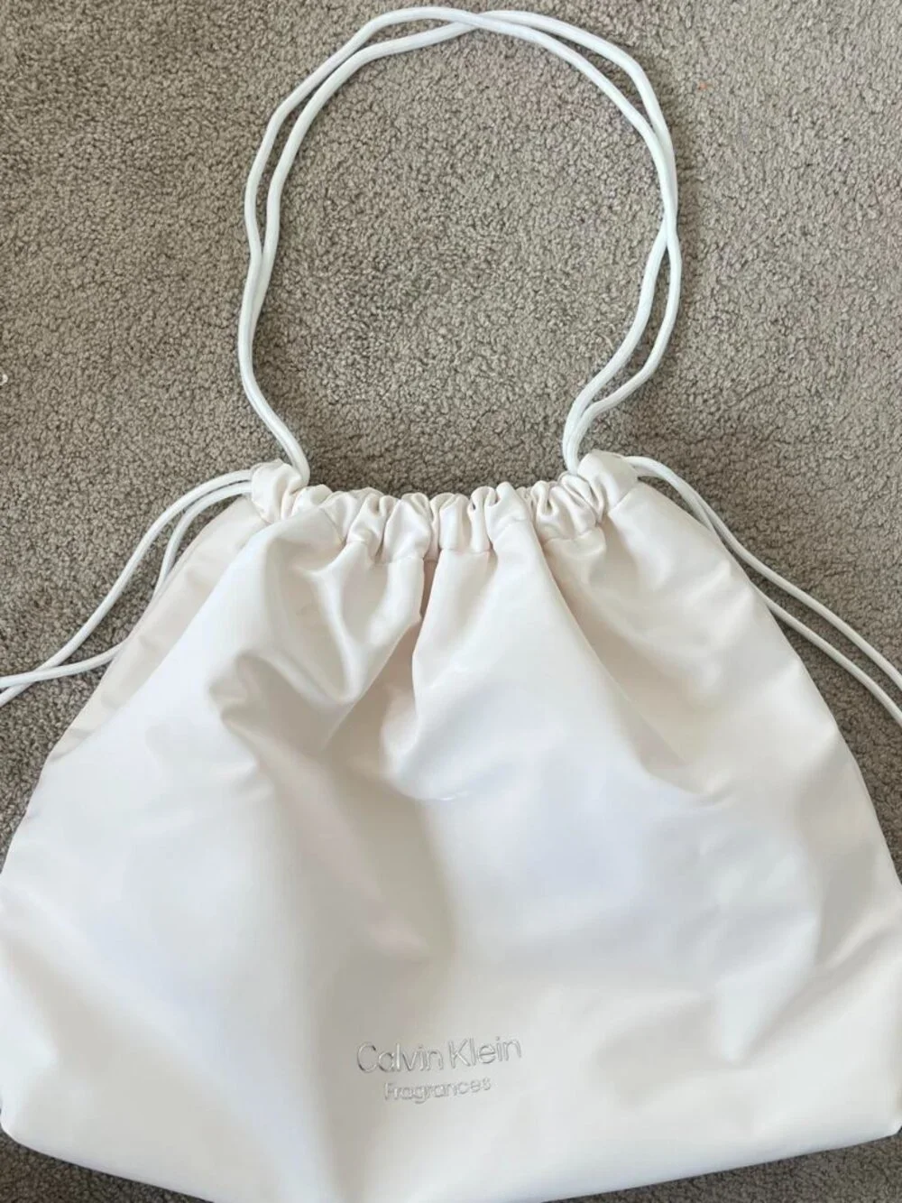 Calvin Klein Fragrances Bag White Drawstring Tote Promo